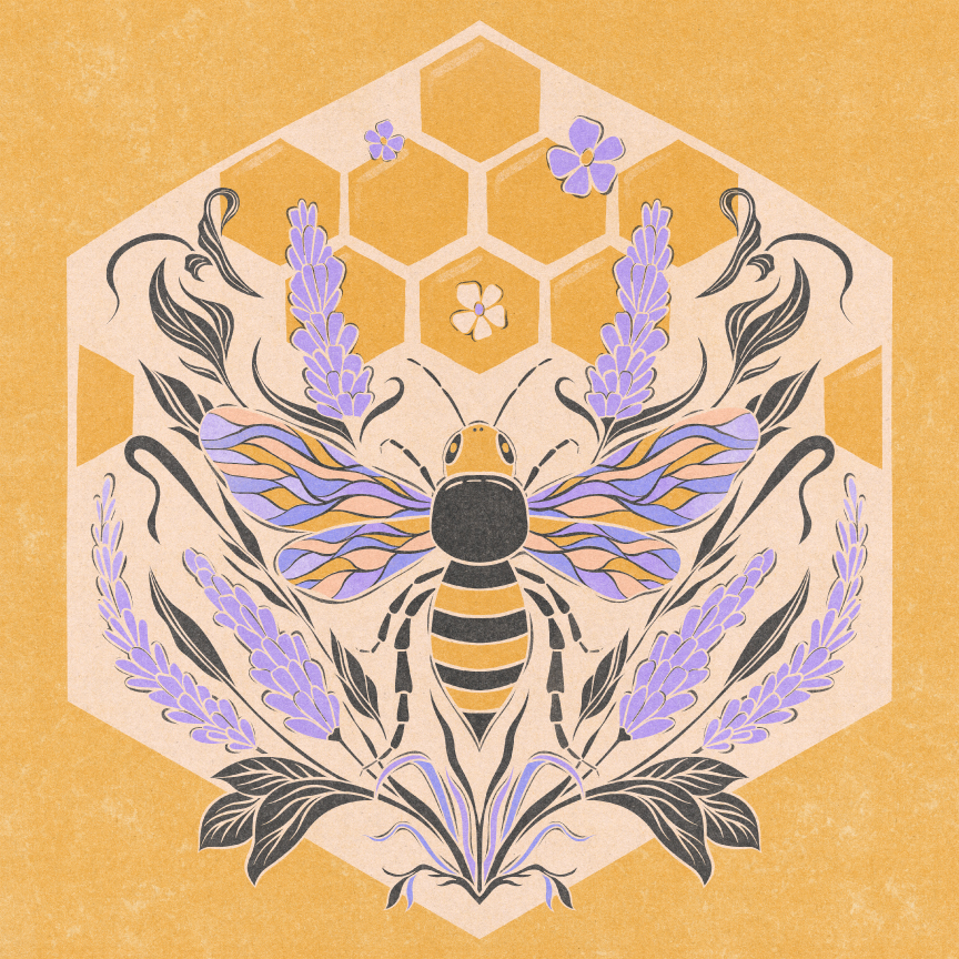 floral and bee illustration