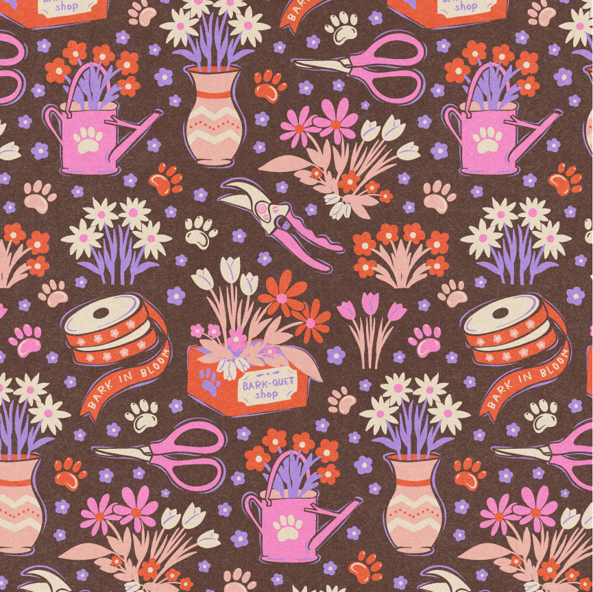 pets and dogs floral surface pattern design