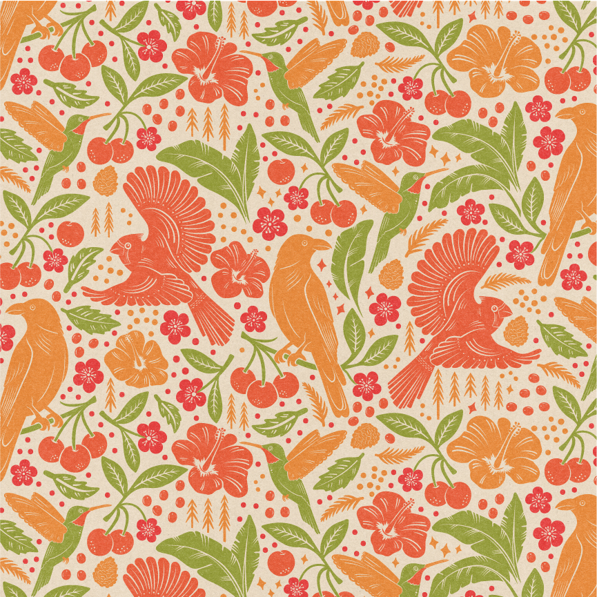 floral bird surface pattern design