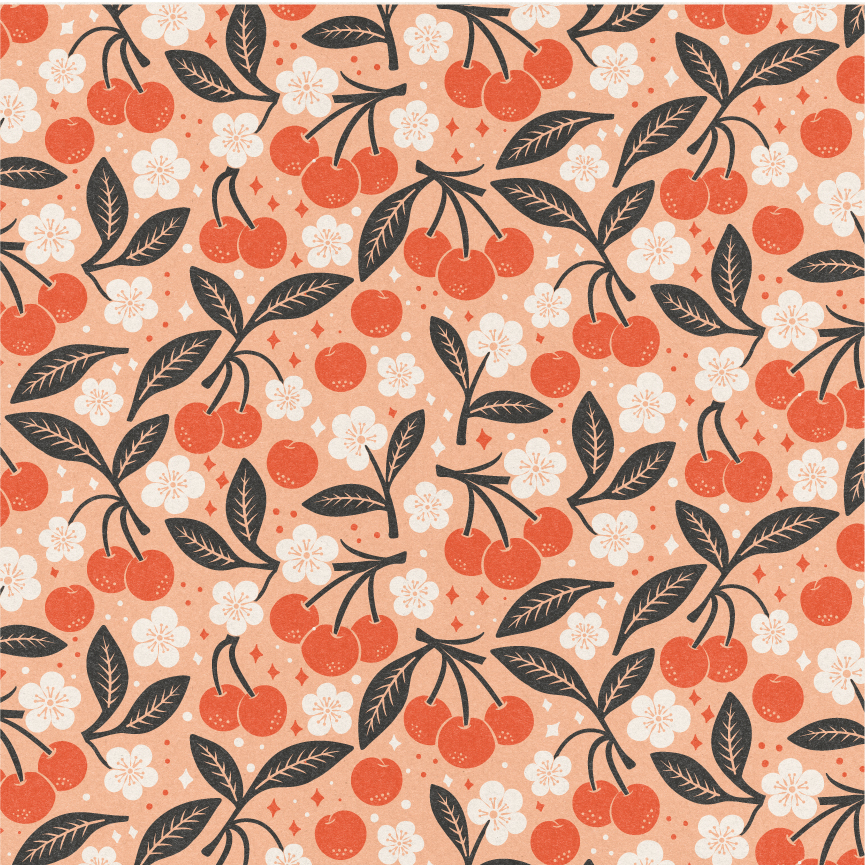 botanical with birds surface pattern design